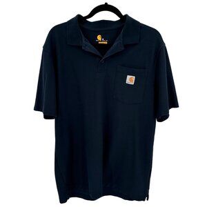 Carhartt Mens Original Fit Polo Shirt Size M Navy Blue Cotton/Polyester Blend
